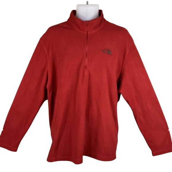 The North Face Men XXL Rage Red 1/4 Zip Pullover Fleece Pullover Sweater Stretch - Picture 1 of 15